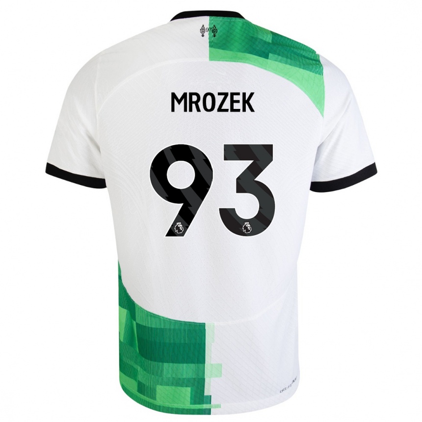 Niño Fútbol Camiseta Fabian Mrozek #93 Blanco Verde 2ª Equipación 2023/24