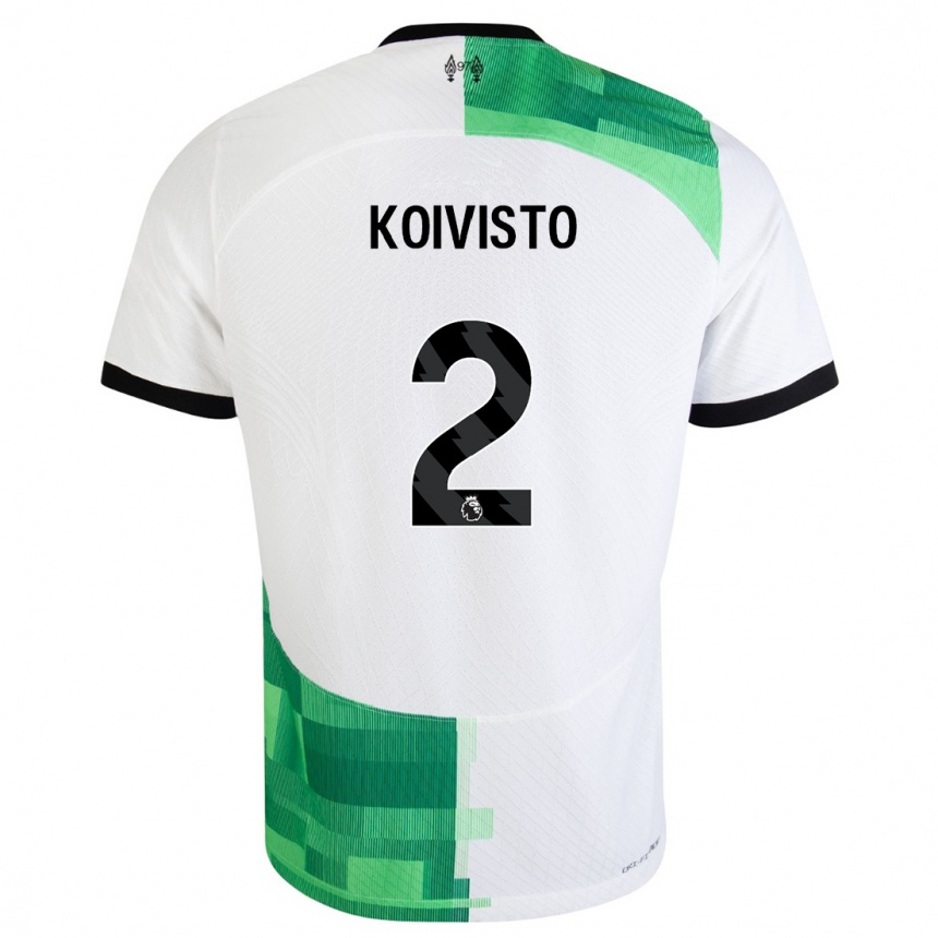 Niño Fútbol Camiseta Emma Koivisto #2 Blanco Verde 2ª Equipación 2023/24