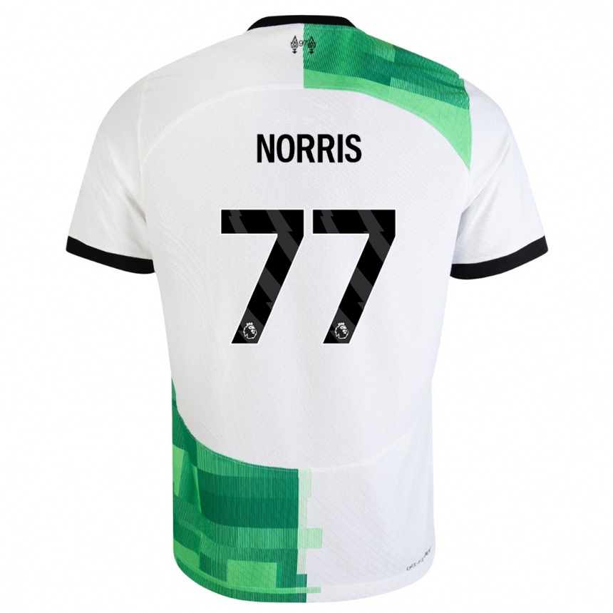 Niño Fútbol Camiseta James Norris #77 Blanco Verde 2ª Equipación 2023/24