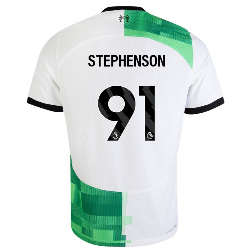 Niño Fútbol Camiseta Luca Stephenson #91 Blanco Verde 2ª Equipación 2023/24