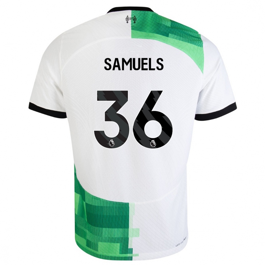 Niño Fútbol Camiseta Kerron Samuels #36 Blanco Verde 2ª Equipación 2023/24