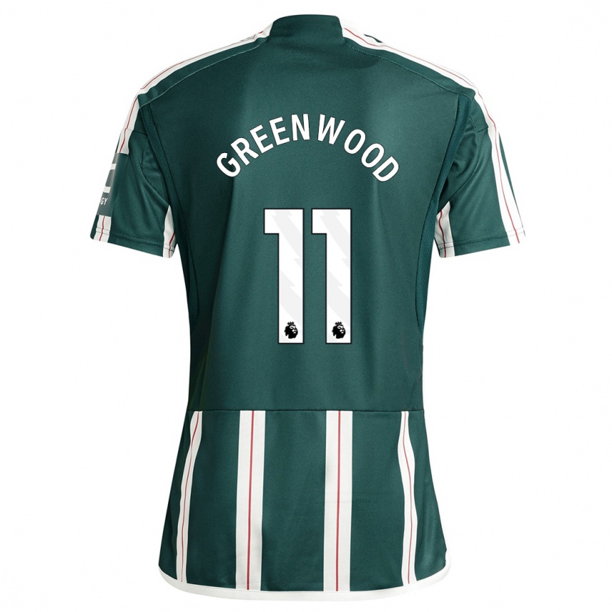Niño Fútbol Camiseta Mason Greenwood #11 Verde Oscuro 2ª Equipación 2023/24