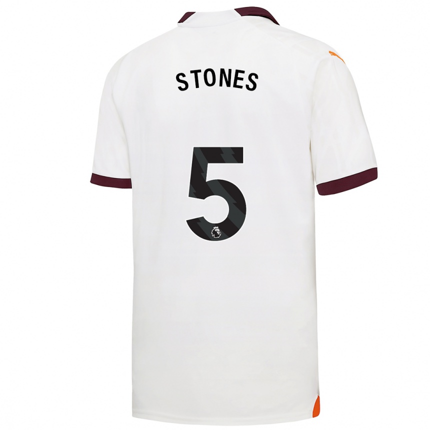 Niño Fútbol Camiseta John Stones #5 Blanco 2ª Equipación 2023/24