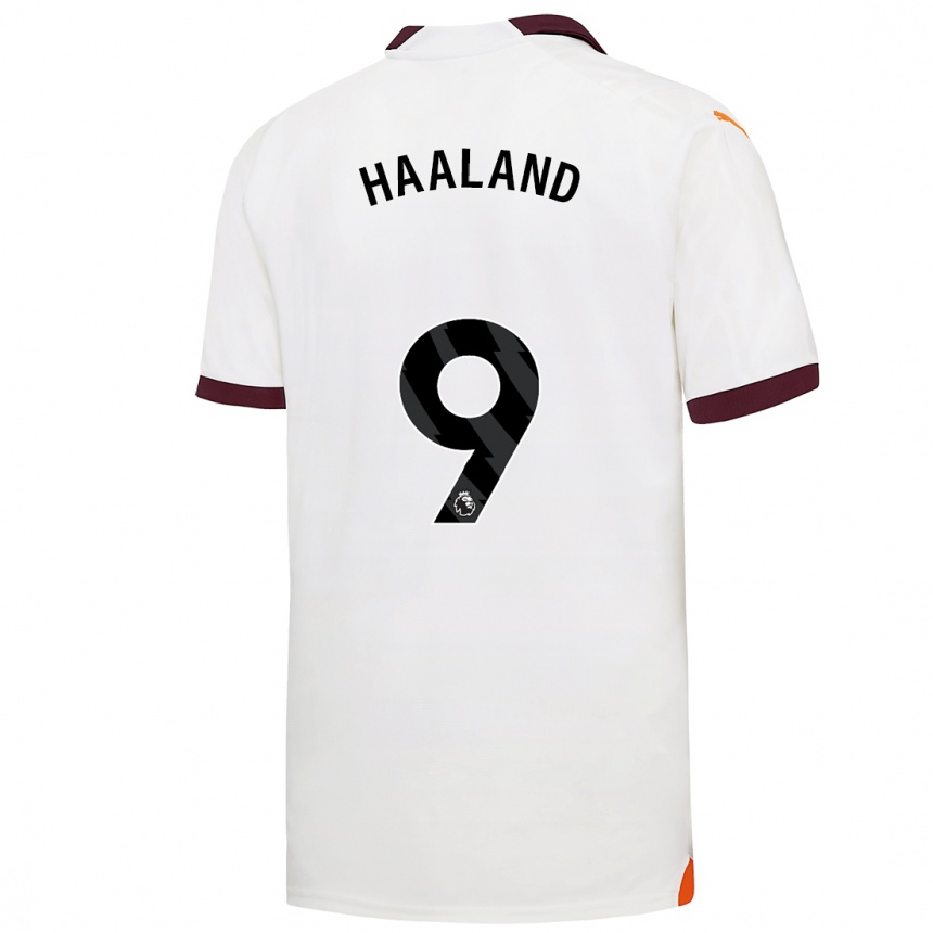 Niño Fútbol Camiseta Erling Haaland #9 Blanco 2ª Equipación 2023/24