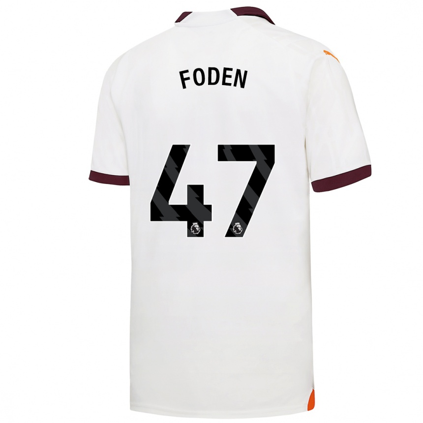 Niño Fútbol Camiseta Phil Foden #47 Blanco 2ª Equipación 2023/24