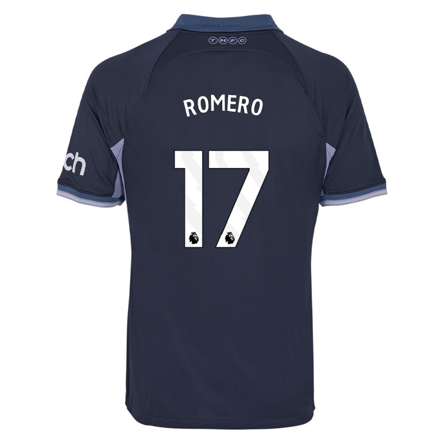 Niño Fútbol Camiseta Cristian Romero #17 Azul Oscuro 2ª Equipación 2023/24