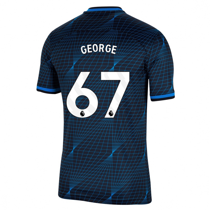 Niño Fútbol Camiseta Tyrique George #67 Azul Oscuro 2ª Equipación 2023/24