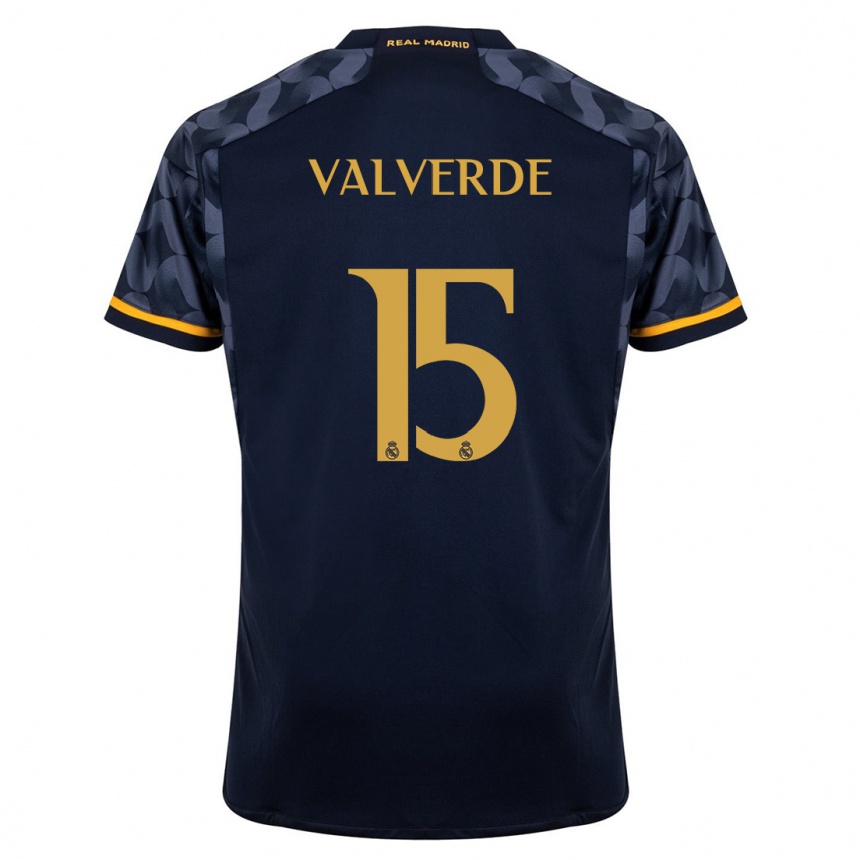 Niño Fútbol Camiseta Federico Valverde #15 Azul Oscuro 2ª Equipación 2023/24