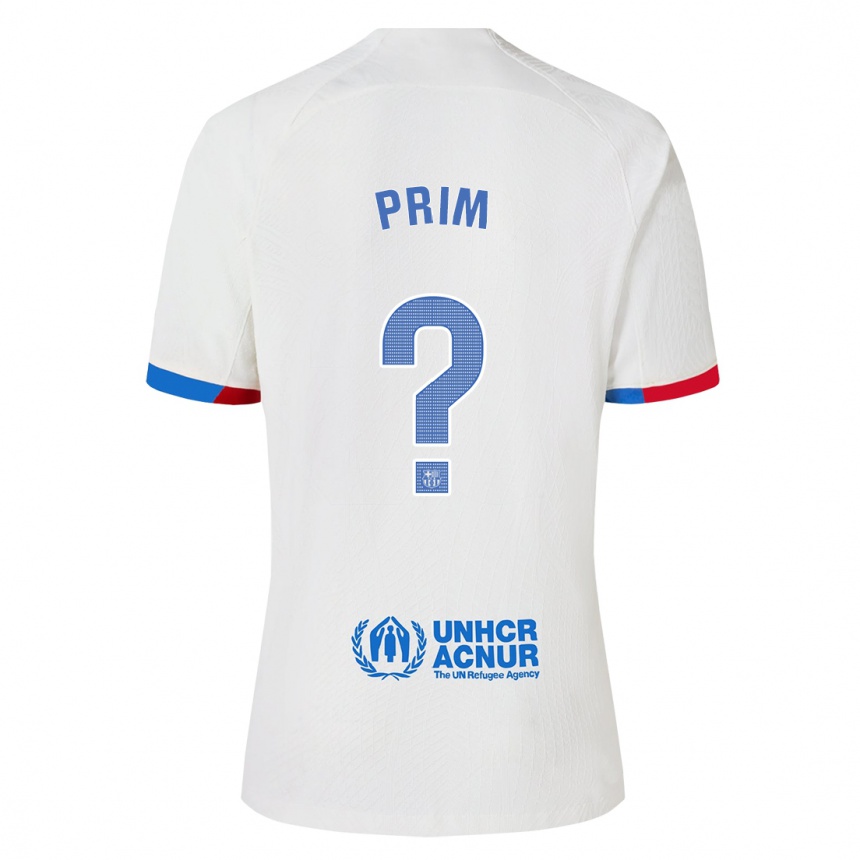 Niño Fútbol Camiseta Pau Prim #0 Blanco 2ª Equipación 2023/24