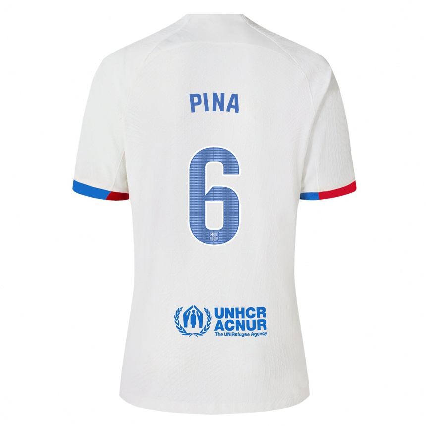 Niño Fútbol Camiseta Claudia Pina #6 Blanco 2ª Equipación 2023/24