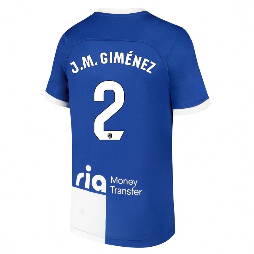 Niño Fútbol Camiseta José María Giménez #2 Azul Blanco 2ª Equipación 2023/24