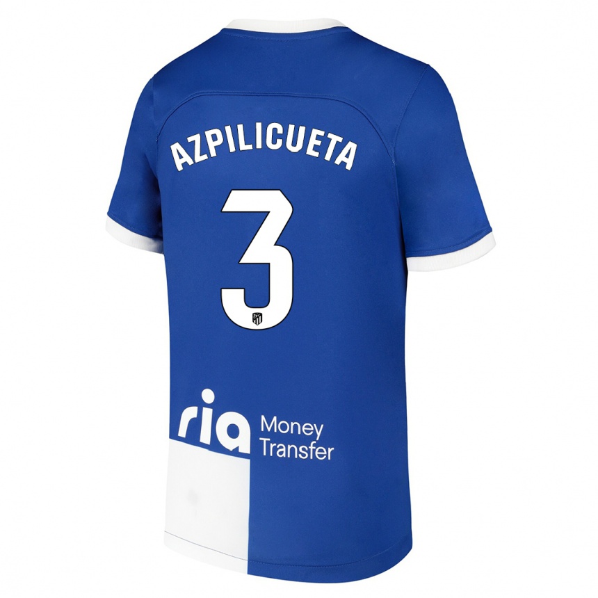 Niño Fútbol Camiseta César Azpilicueta #3 Azul Blanco 2ª Equipación 2023/24