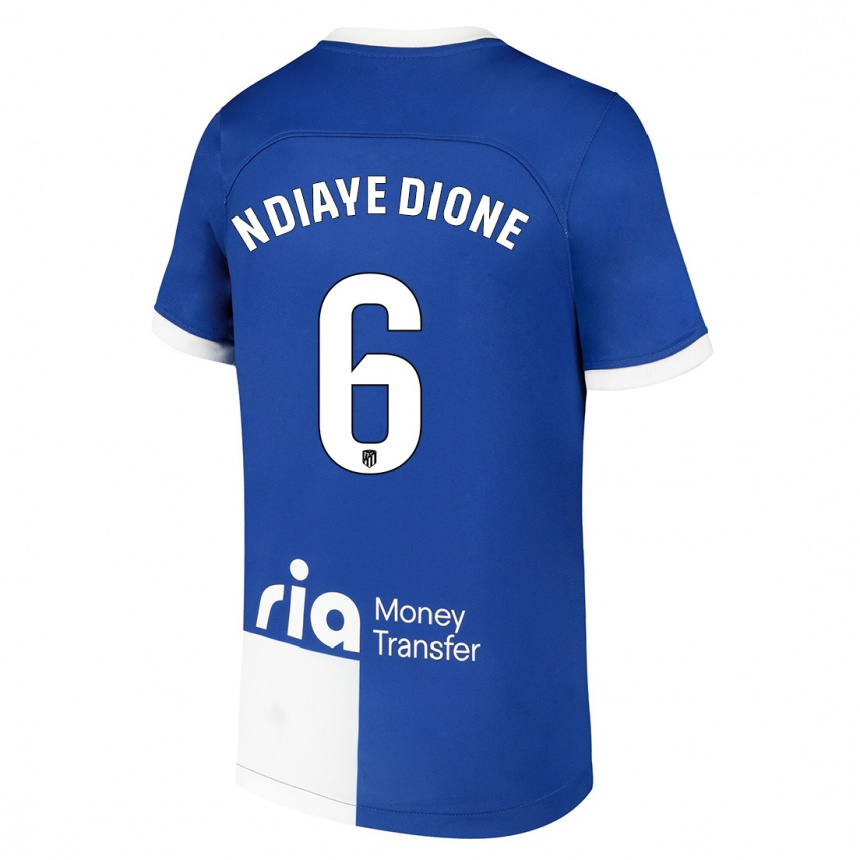 Niño Fútbol Camiseta Assane Ndiaye Dione #6 Azul Blanco 2ª Equipación 2023/24