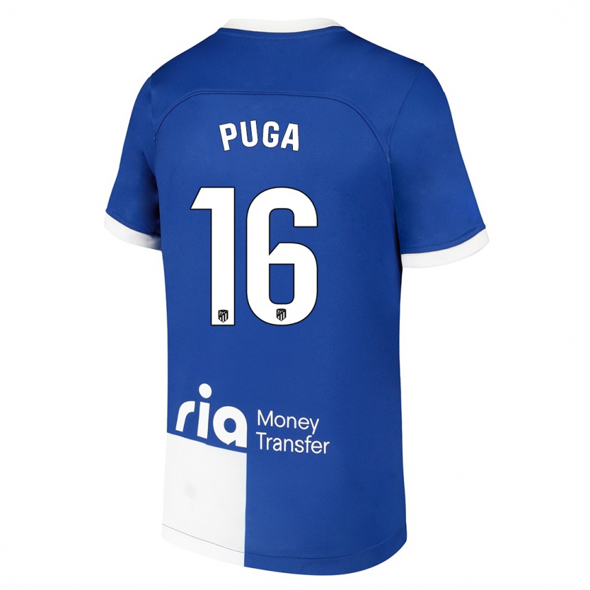 Niño Fútbol Camiseta Carlos Puga #16 Azul Blanco 2ª Equipación 2023/24