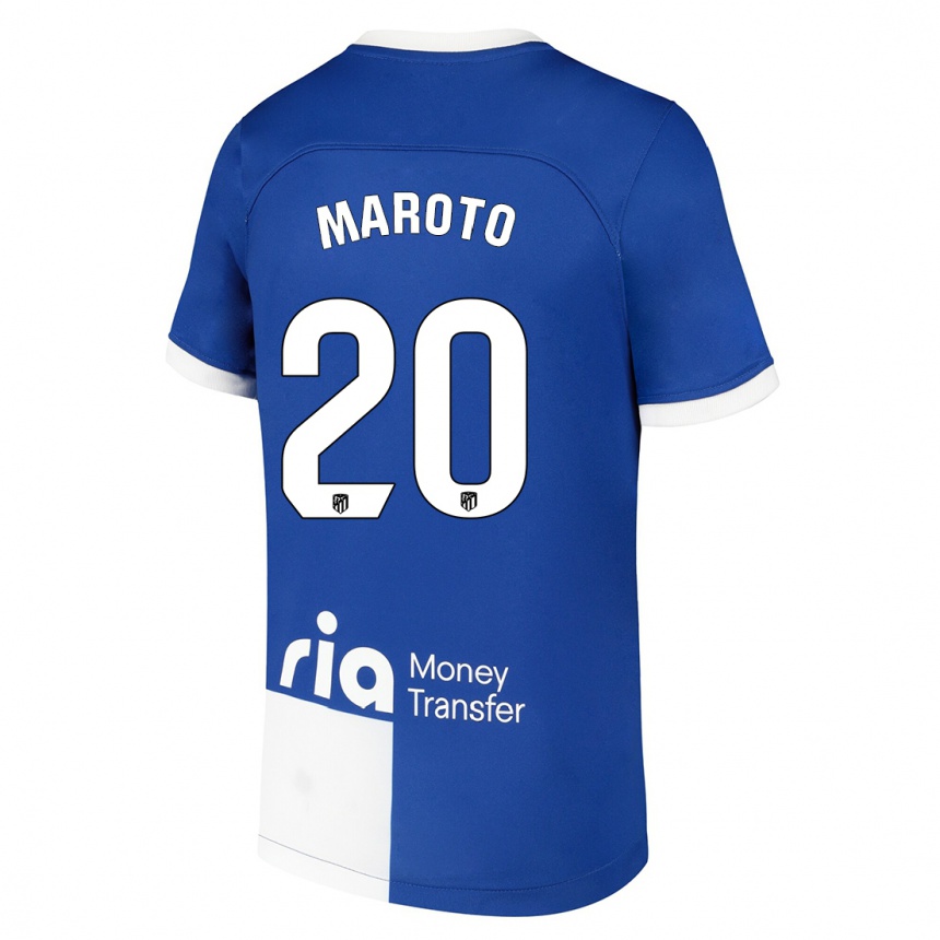 Niño Fútbol Camiseta Mario Maroto #20 Azul Blanco 2ª Equipación 2023/24