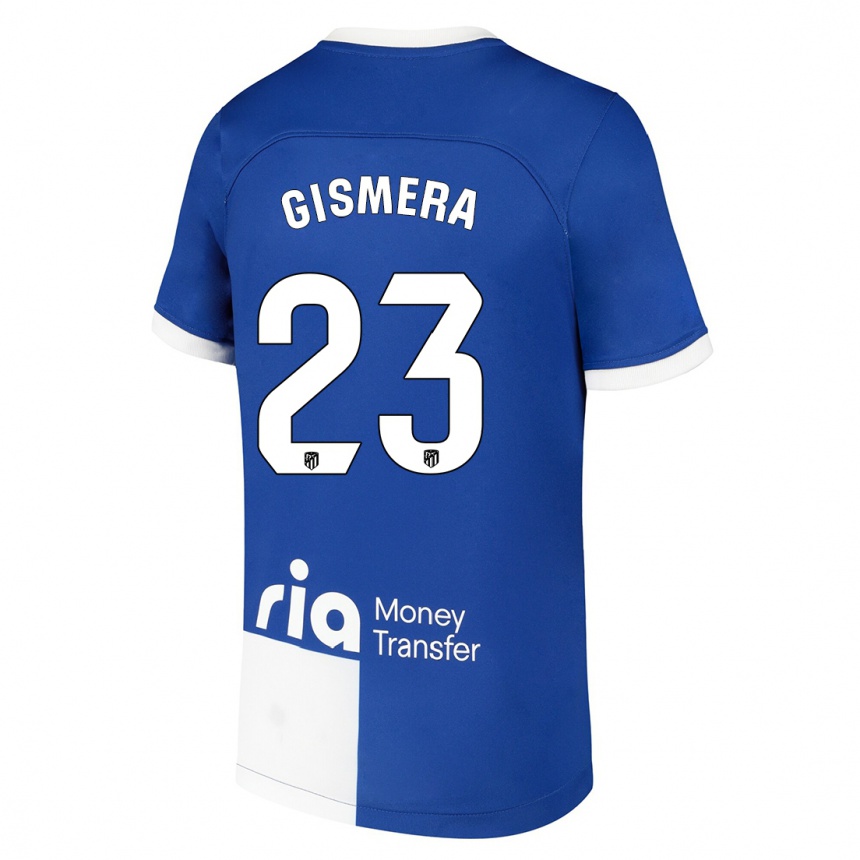 Niño Fútbol Camiseta Aitor Gismera #23 Azul Blanco 2ª Equipación 2023/24