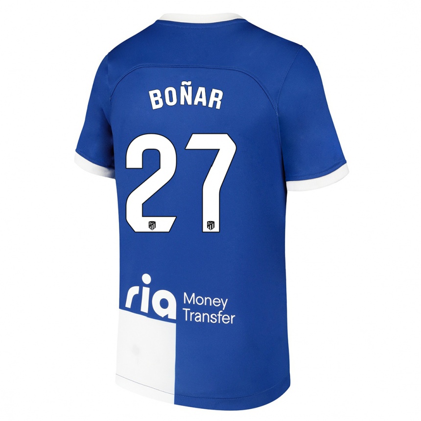 Niño Fútbol Camiseta Javier Boñar #27 Azul Blanco 2ª Equipación 2023/24