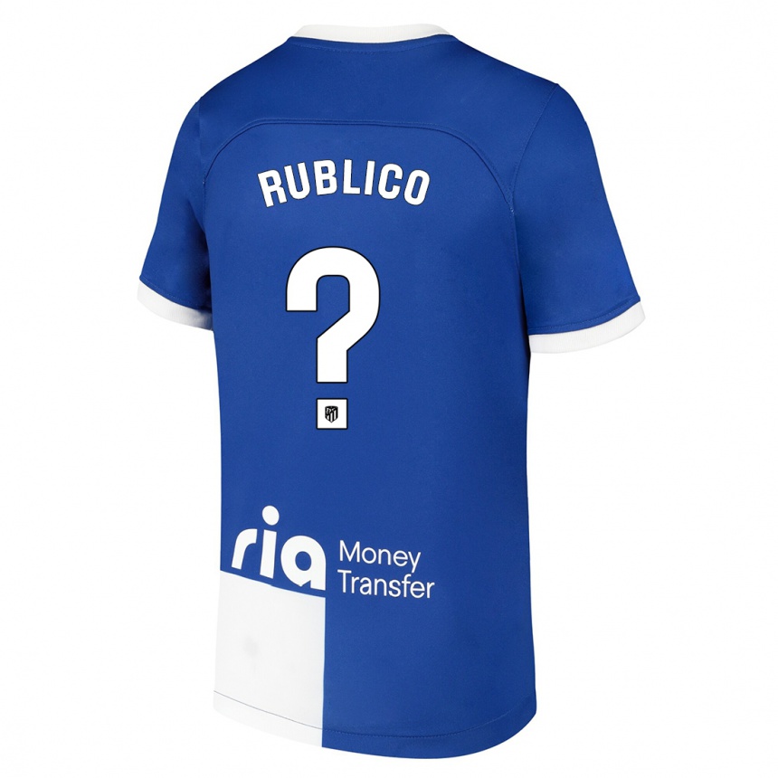 Niño Fútbol Camiseta Santi Rublico #0 Azul Blanco 2ª Equipación 2023/24