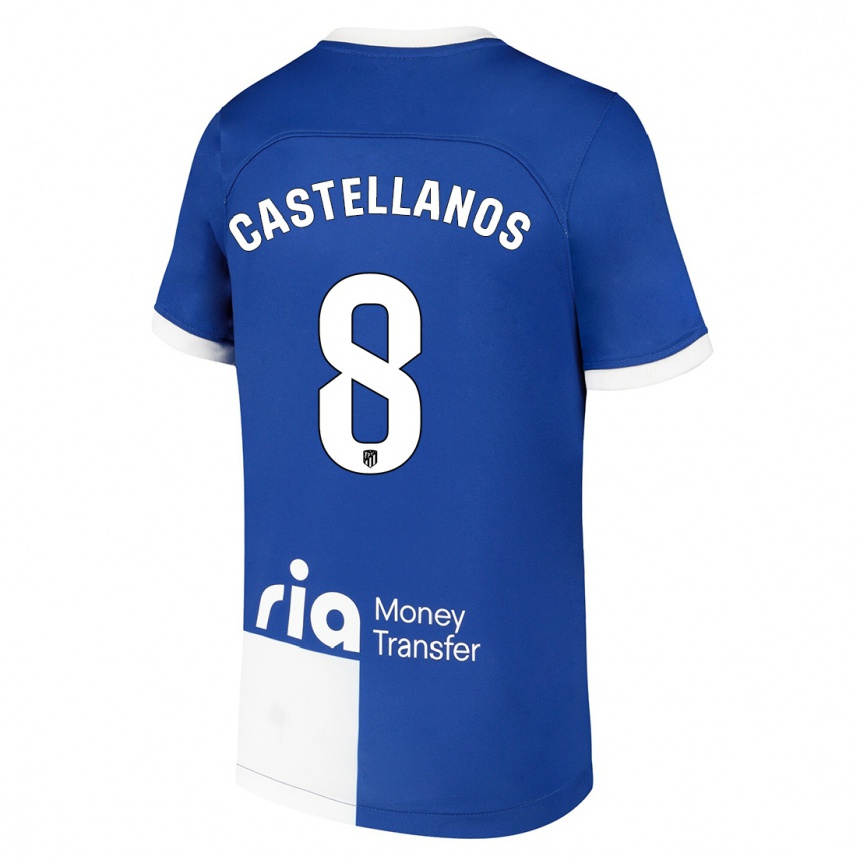 Niño Fútbol Camiseta Jorge Castellanos #8 Azul Blanco 2ª Equipación 2023/24