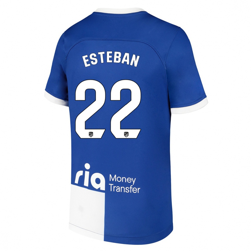 Niño Fútbol Camiseta Paco Esteban #22 Azul Blanco 2ª Equipación 2023/24