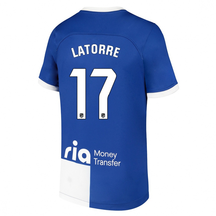 Niño Fútbol Camiseta Barbara Latorre #17 Azul Blanco 2ª Equipación 2023/24