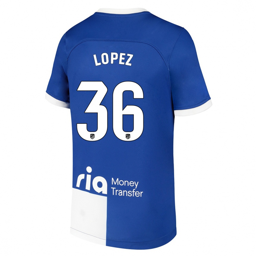 Niño Fútbol Camiseta David Lopez #36 Azul Blanco 2ª Equipación 2023/24