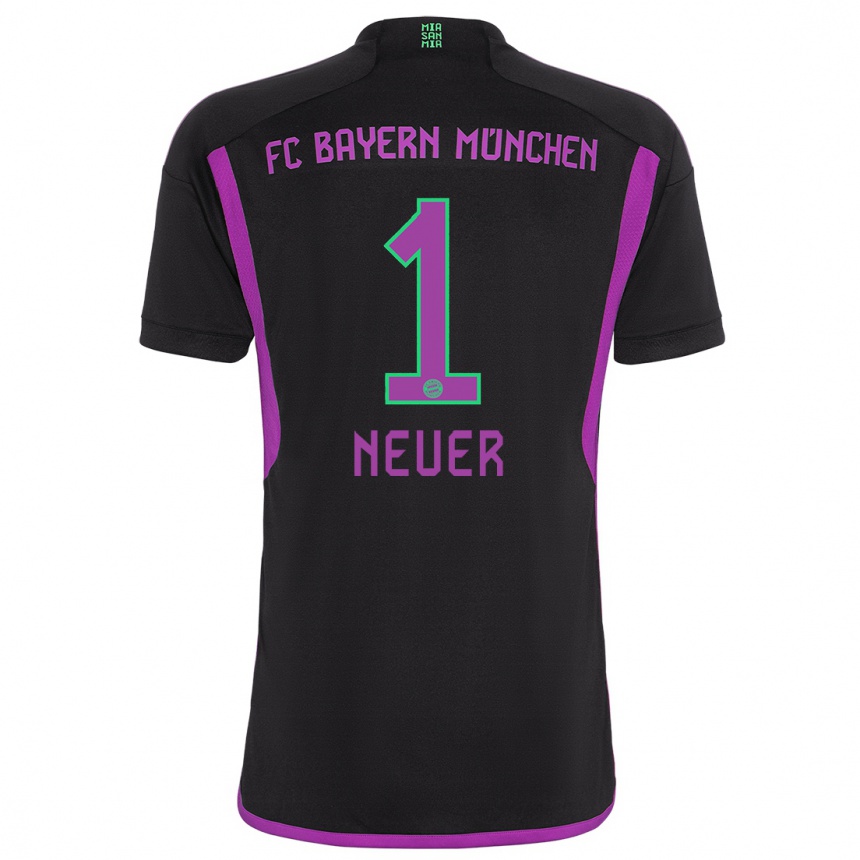 Niño Fútbol Camiseta Manuel Neuer #1 Negro 2ª Equipación 2023/24
