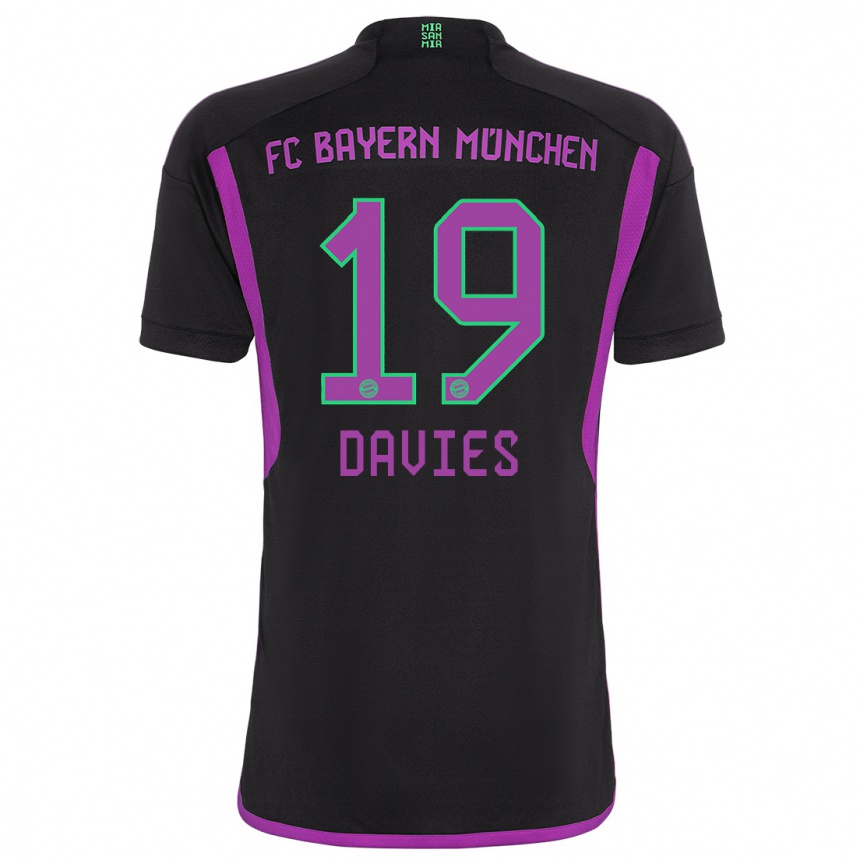 Niño Fútbol Camiseta Alphonso Davies #19 Negro 2ª Equipación 2023/24