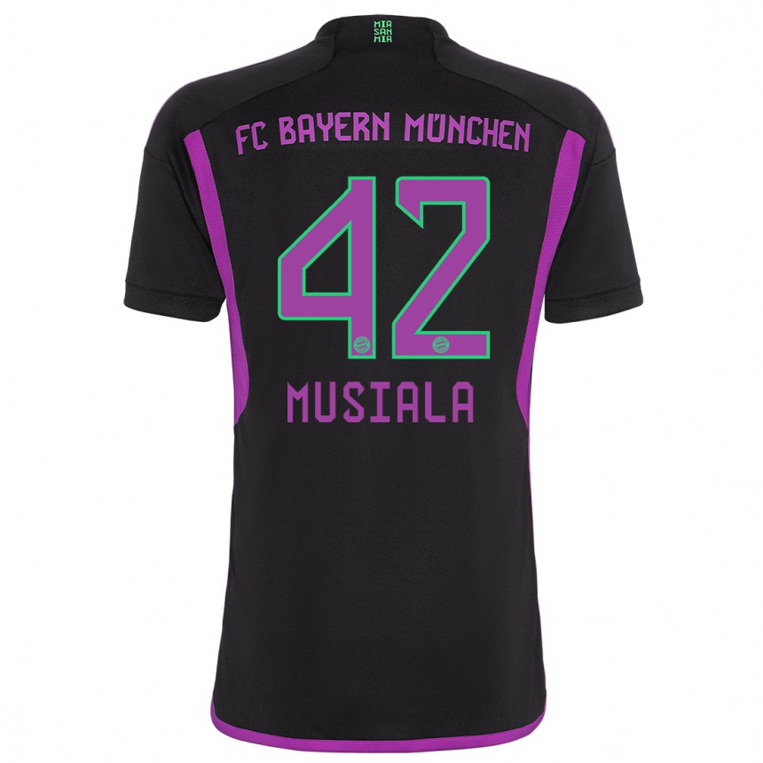 Niño Fútbol Camiseta Jamal Musiala #42 Negro 2ª Equipación 2023/24