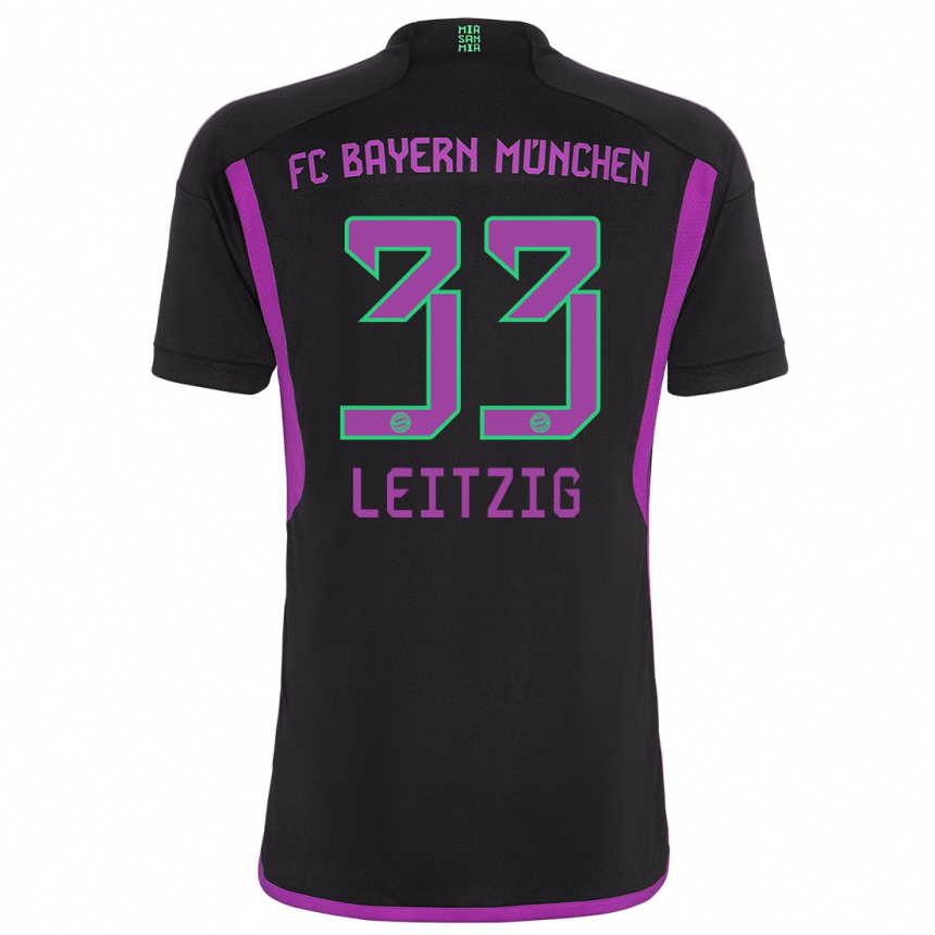 Niño Fútbol Camiseta Janina Leitzig #33 Negro 2ª Equipación 2023/24