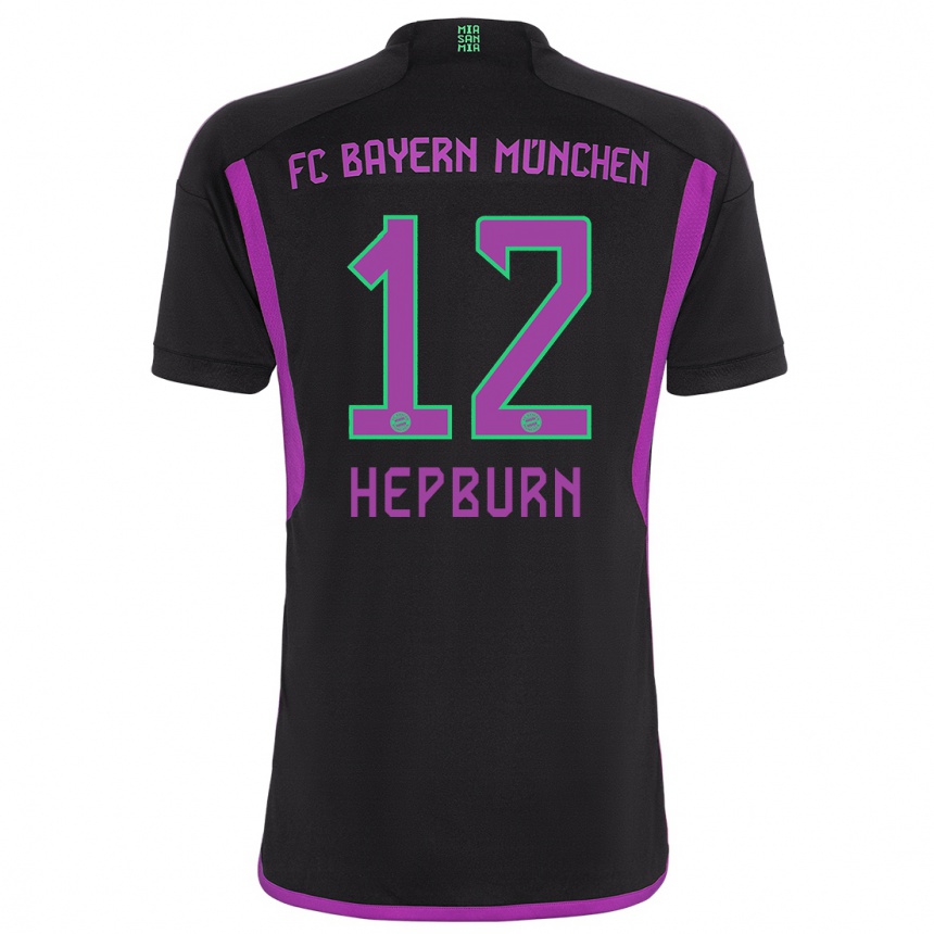 Niño Fútbol Camiseta Barry Hepburn #12 Negro 2ª Equipación 2023/24