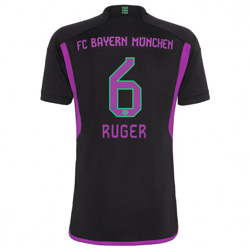 Niño Fútbol Camiseta Kurt Ruger #6 Negro 2ª Equipación 2023/24