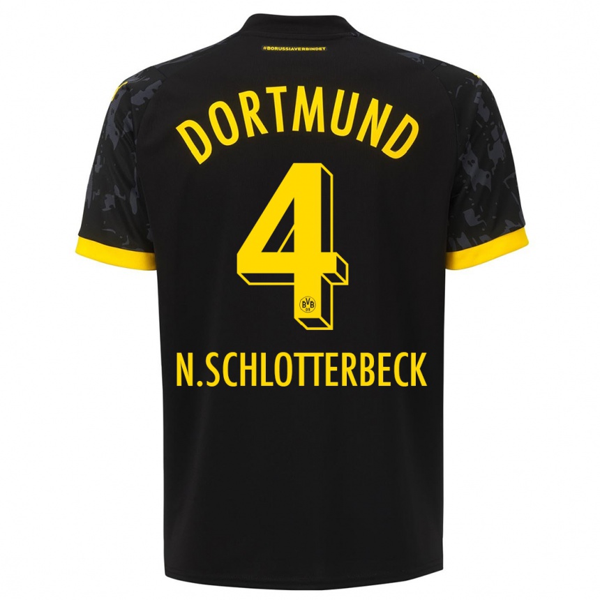 Niño Fútbol Camiseta Nico Schlotterbeck #4 Negro 2ª Equipación 2023/24