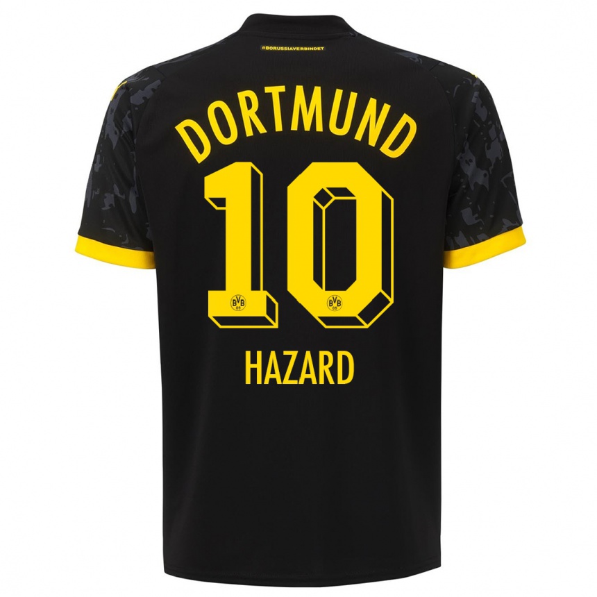 Niño Fútbol Camiseta Thorgan Hazard #10 Negro 2ª Equipación 2023/24