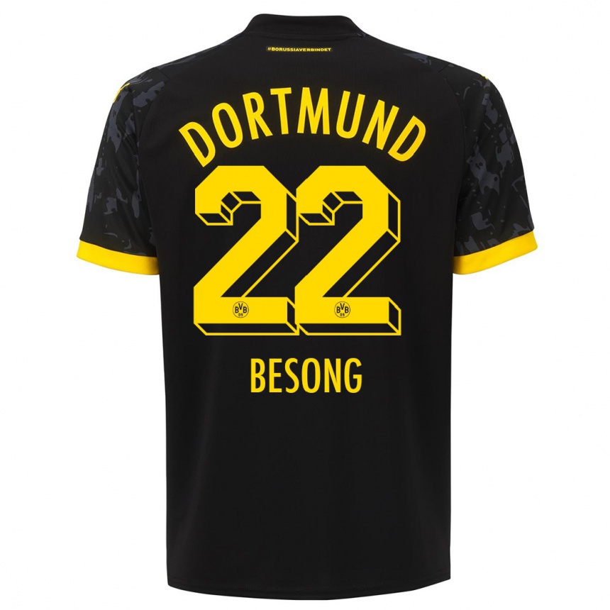 Niño Fútbol Camiseta Paul-Philipp Besong #22 Negro 2ª Equipación 2023/24