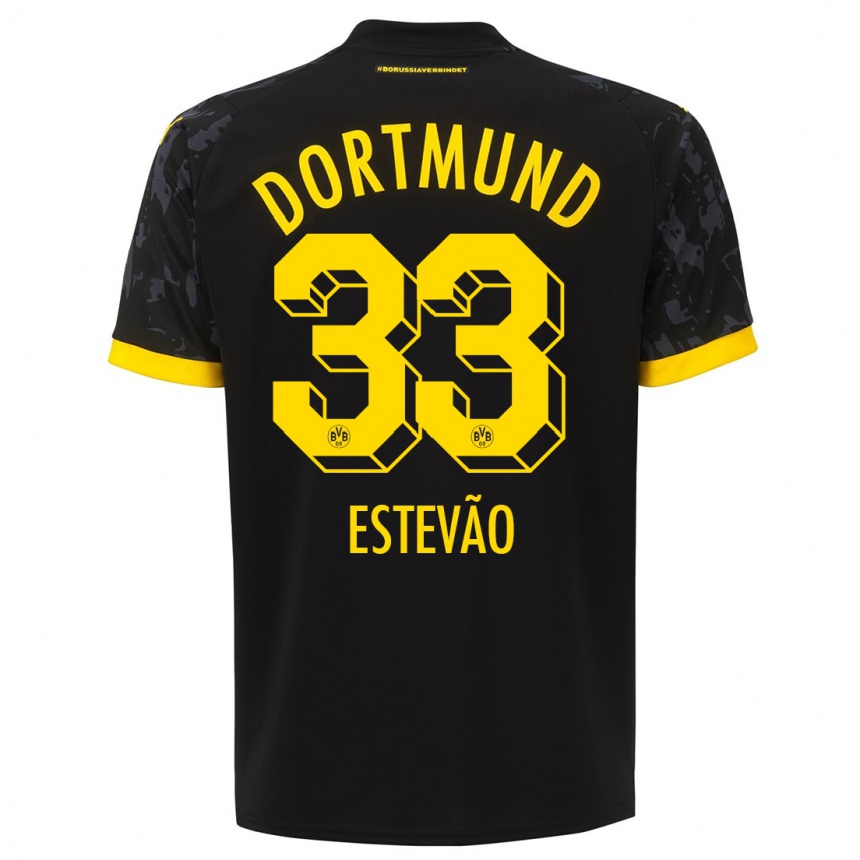 Niño Fútbol Camiseta Tiago Estevão #33 Negro 2ª Equipación 2023/24