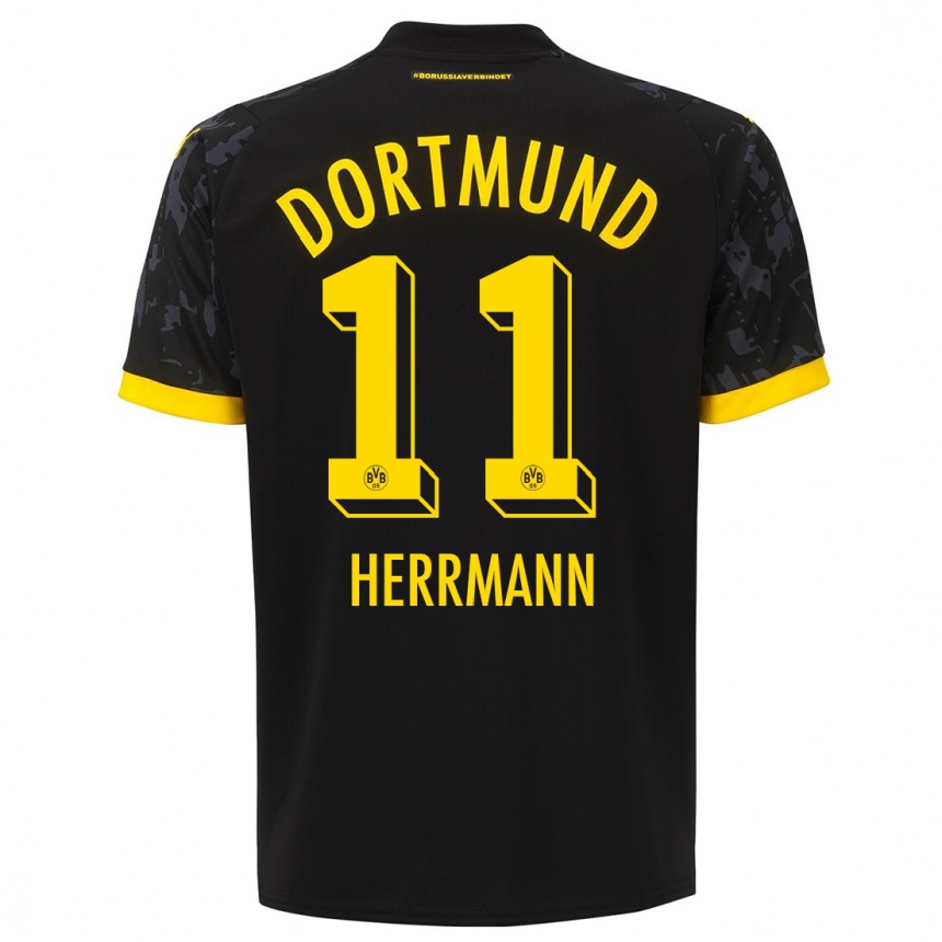 Niño Fútbol Camiseta Charles Herrmann #11 Negro 2ª Equipación 2023/24