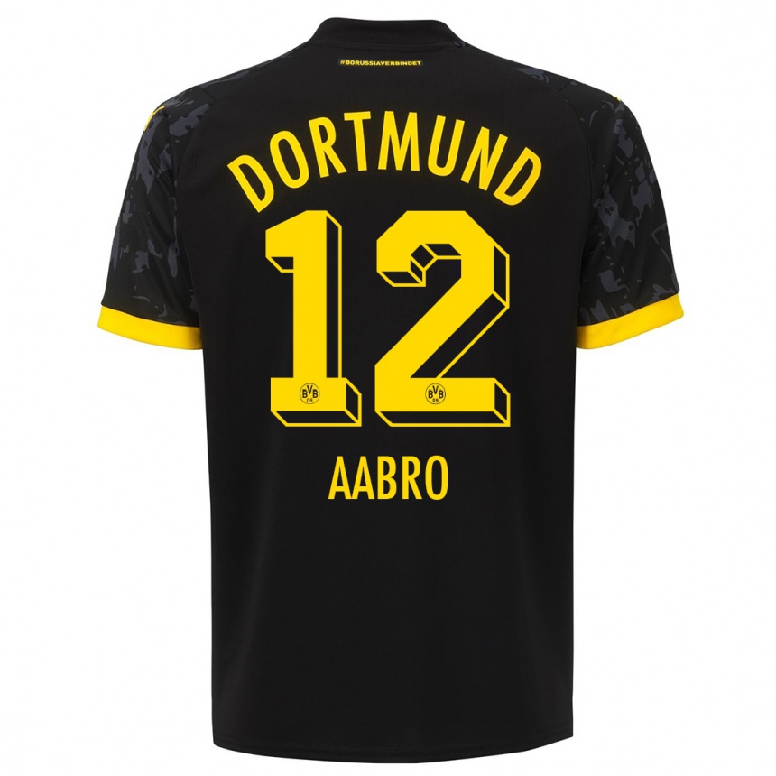 Niño Fútbol Camiseta Gustav Aabro #12 Negro 2ª Equipación 2023/24