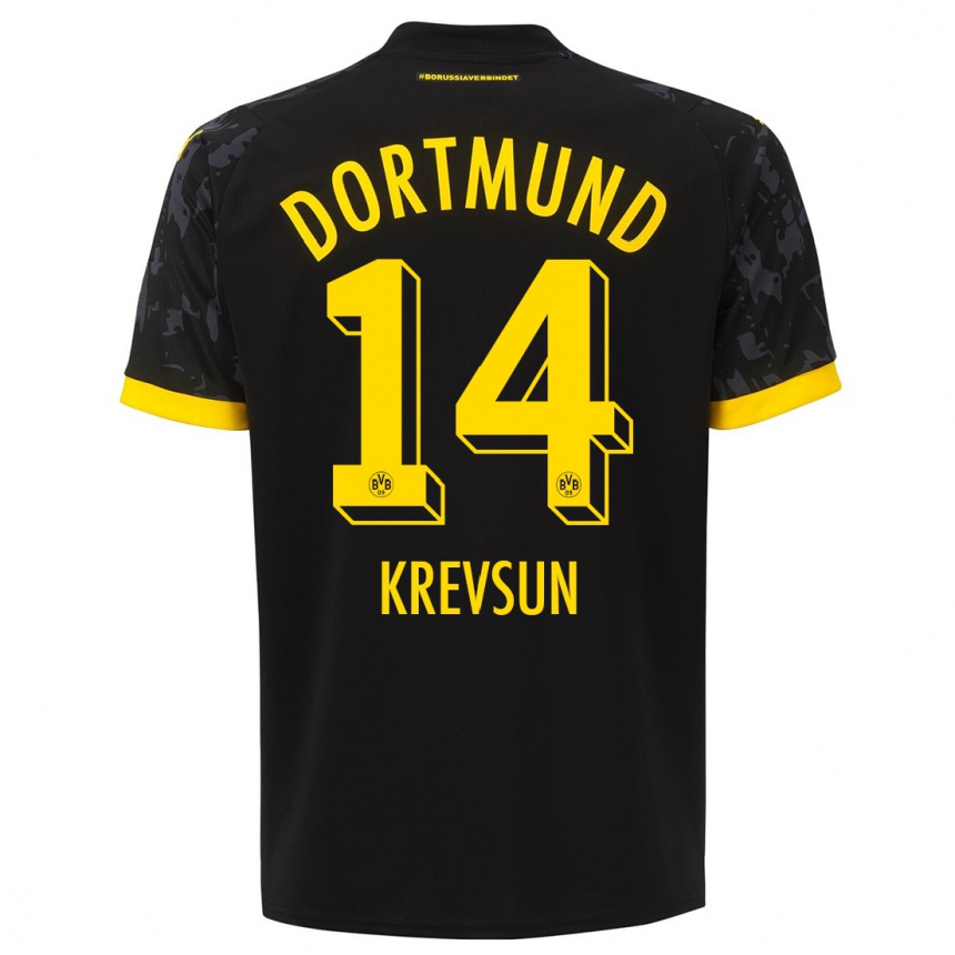 Niño Fútbol Camiseta Danylo Krevsun #14 Negro 2ª Equipación 2023/24