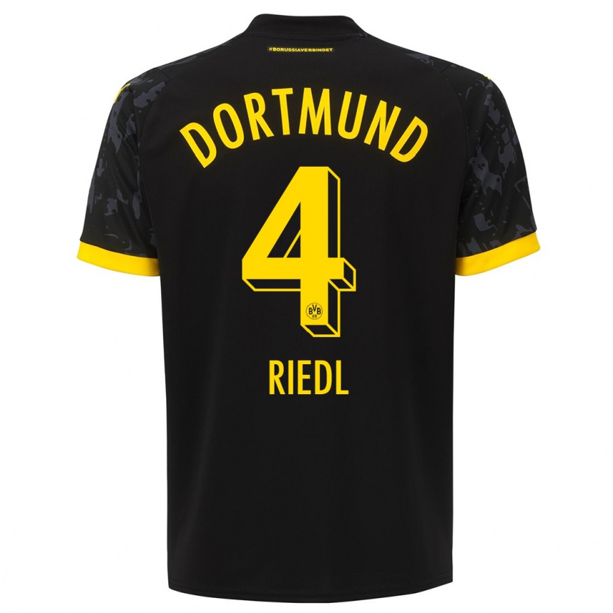 Niño Fútbol Camiseta Jan-Luca Riedl #4 Negro 2ª Equipación 2023/24