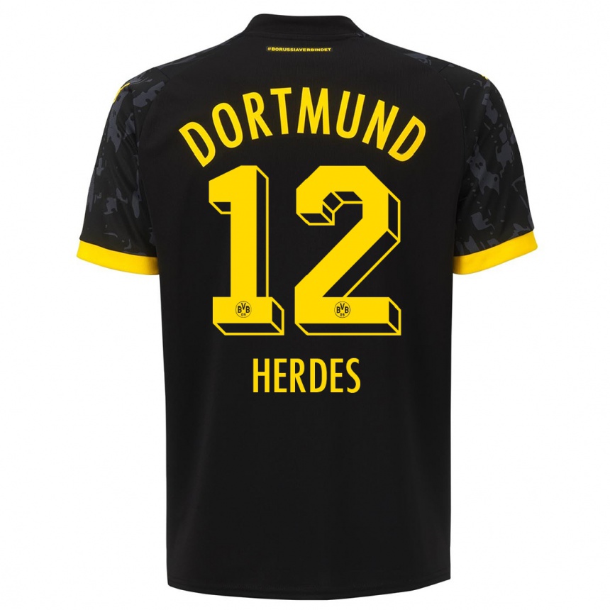 Niño Fútbol Camiseta Leon Herdes #12 Negro 2ª Equipación 2023/24