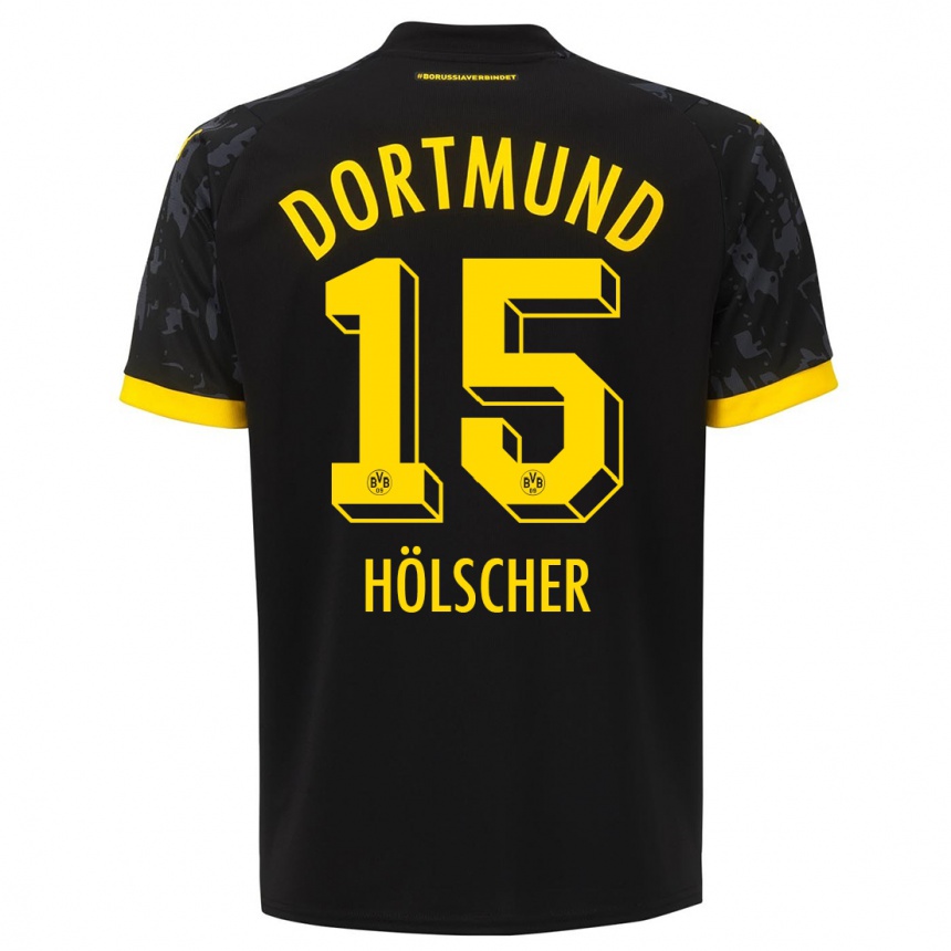 Niño Fútbol Camiseta Mats Hölscher #15 Negro 2ª Equipación 2023/24