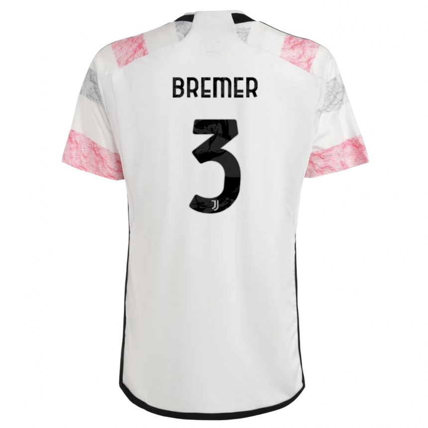 Niño Fútbol Camiseta Bremer #3 Blanco Rosa 2ª Equipación 2023/24