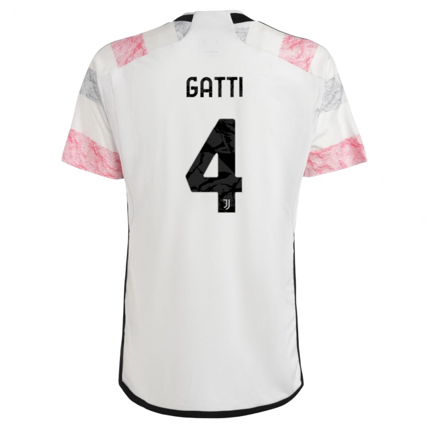 Niño Fútbol Camiseta Federico Gatti #4 Blanco Rosa 2ª Equipación 2023/24