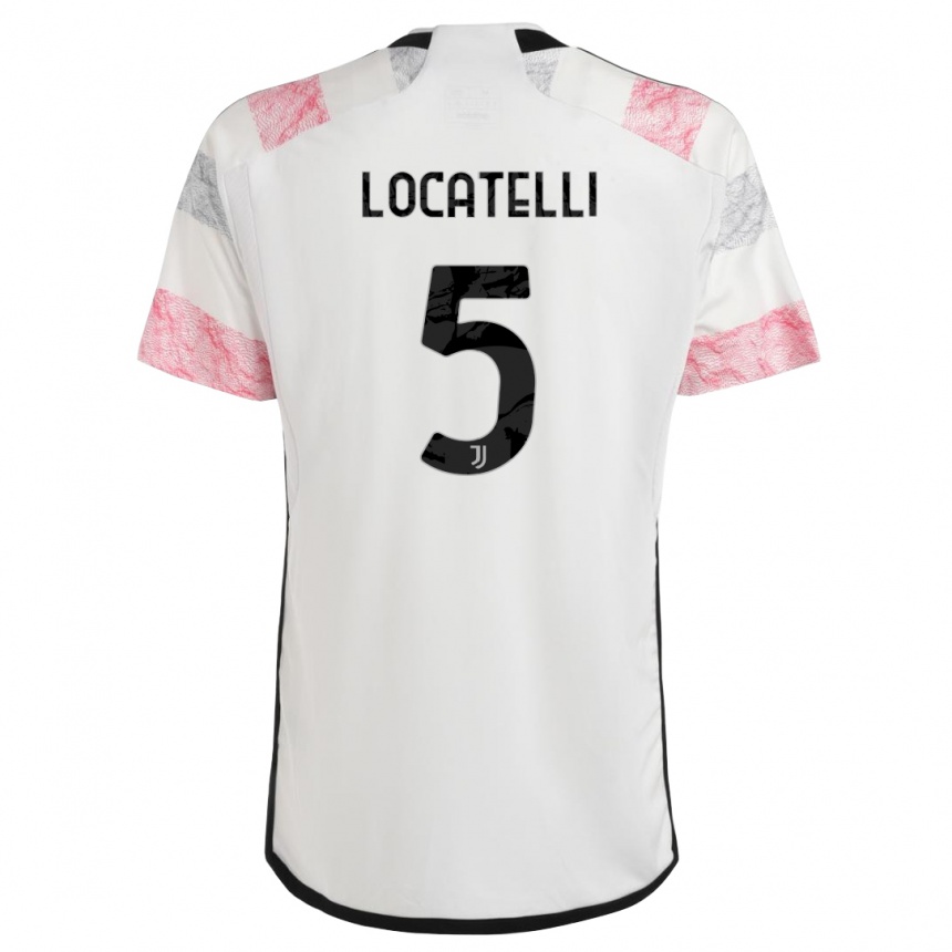 Niño Fútbol Camiseta Manuel Locatelli #5 Blanco Rosa 2ª Equipación 2023/24