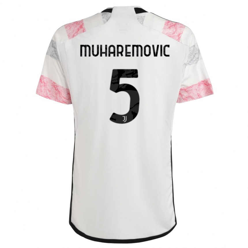 Niño Fútbol Camiseta Tarik Muharemovic #5 Blanco Rosa 2ª Equipación 2023/24