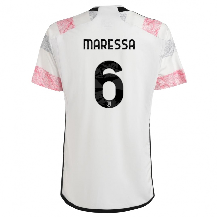 Niño Fútbol Camiseta Tommaso Maressa #6 Blanco Rosa 2ª Equipación 2023/24