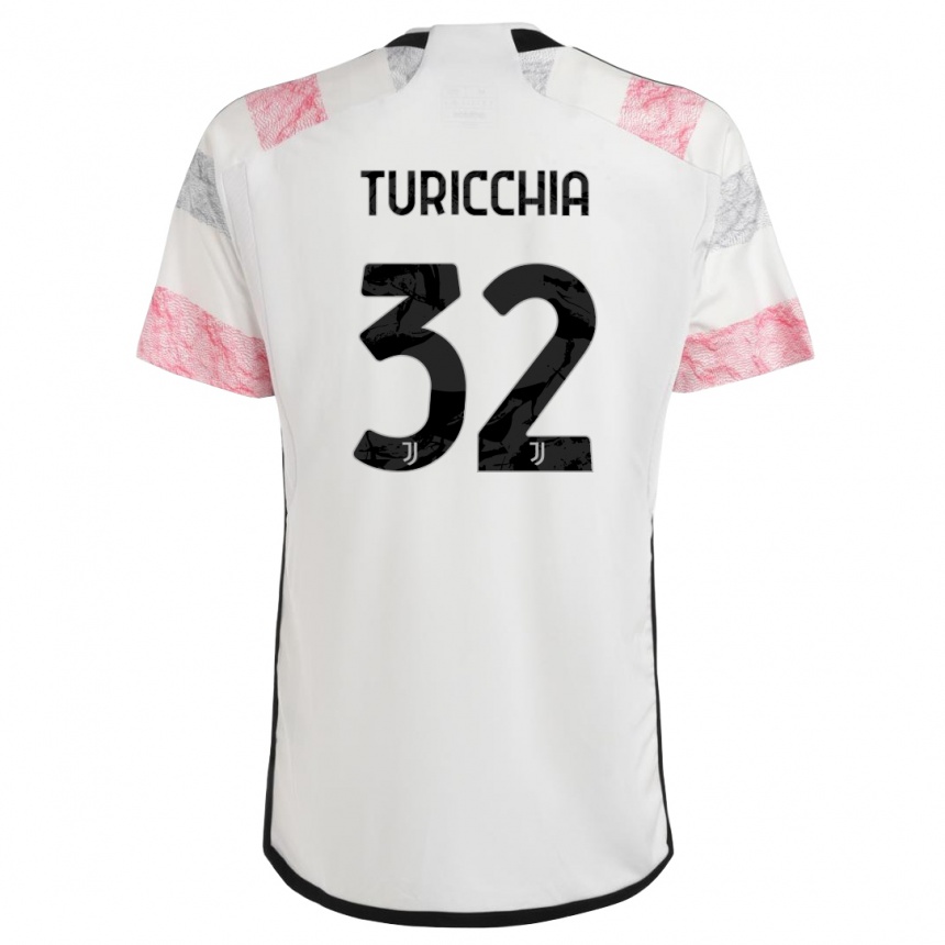 Niño Fútbol Camiseta Riccardo Turicchia #32 Blanco Rosa 2ª Equipación 2023/24