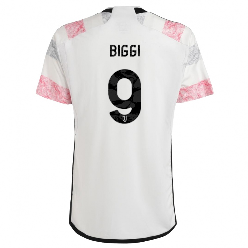 Niño Fútbol Camiseta Silvano Biggi #9 Blanco Rosa 2ª Equipación 2023/24