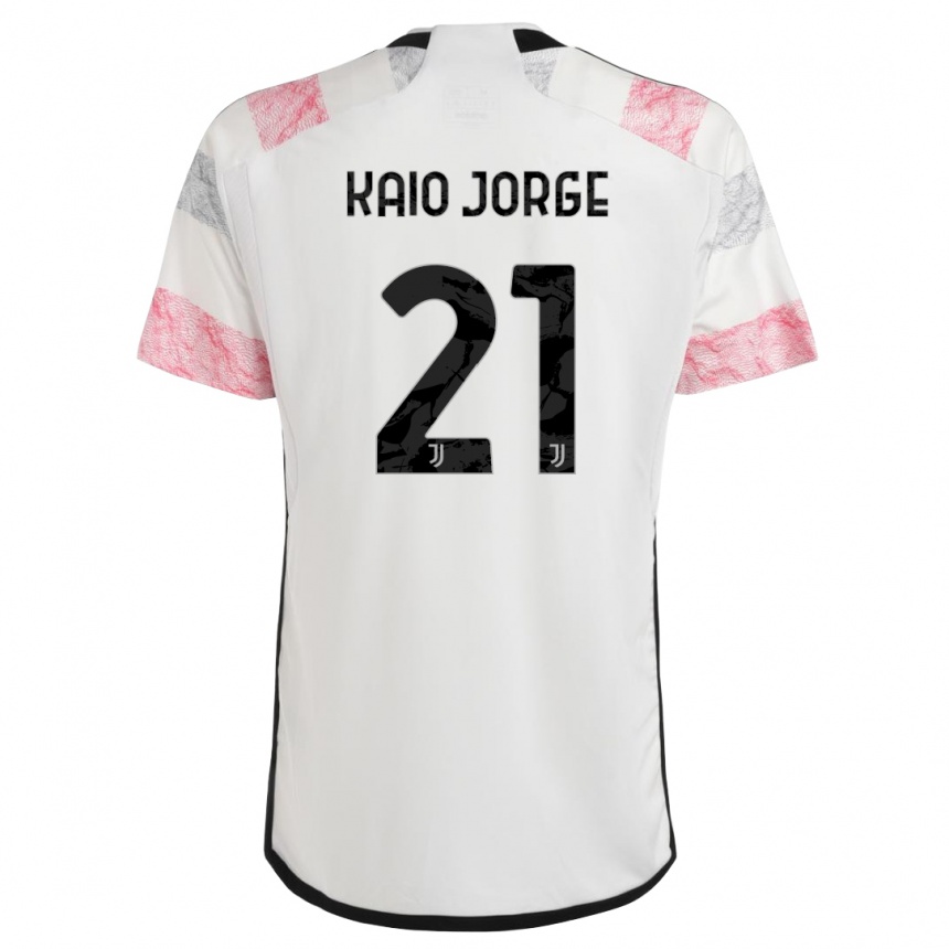 Niño Fútbol Camiseta Kaio Jorge #21 Blanco Rosa 2ª Equipación 2023/24